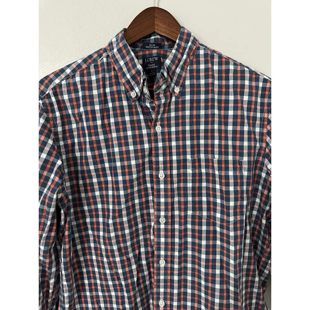 J.Crew Slim Untucked Flex Plaid Long Sleeve sz Large